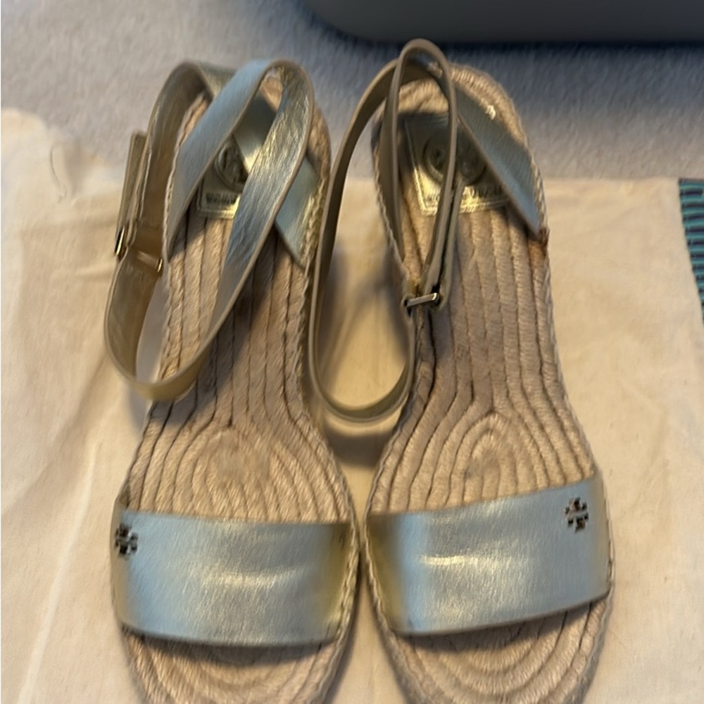 Tory Burch Silver Wedge Sandals